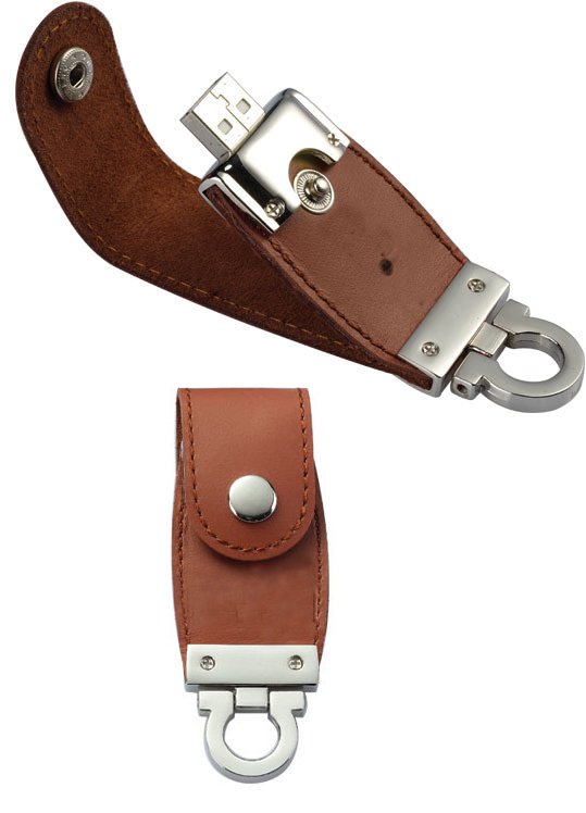 1GB Brown Custom Leather USB Drive-0