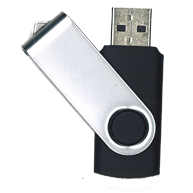 1GB Black Custom Swivel USB Drive with Silver Metal Cover-0
